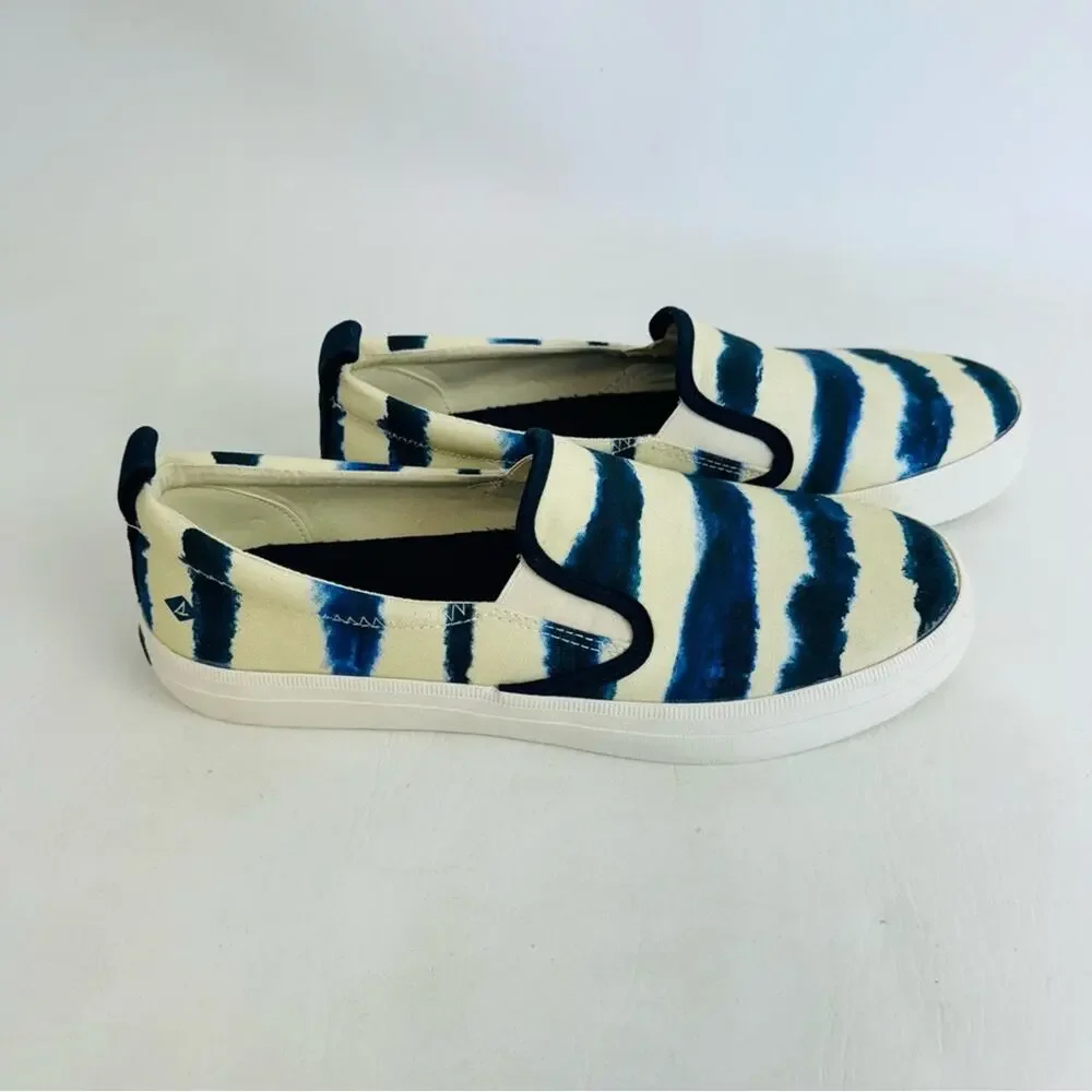 Sperry Top Sider Shoes Sneaker‎ Crest Twin Gore Navy Tie Dye Slip On Size 8.5M
